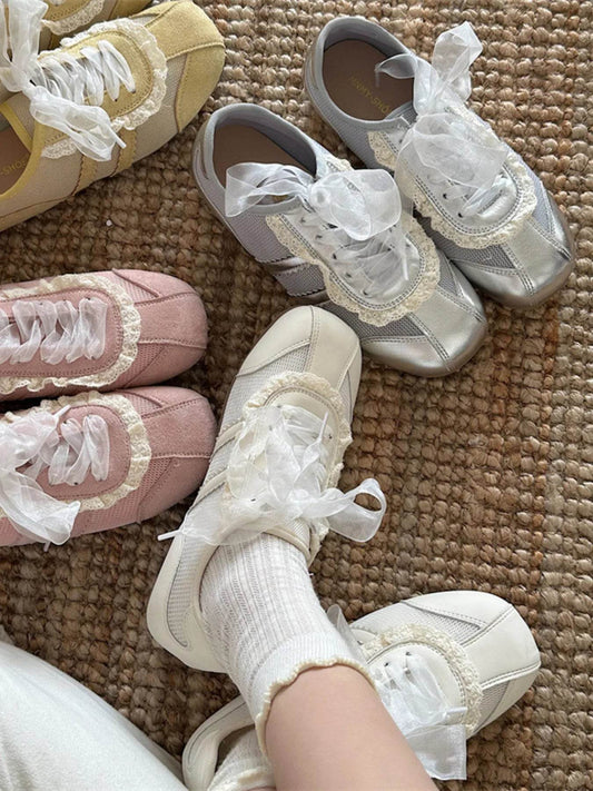 Round Toe Lace Up Sneakers - Tredona LLC