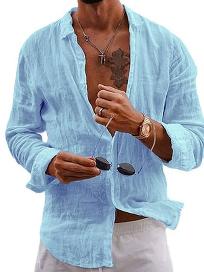 Men's Full Size Button Up Long Sleeve Shirt Plus Size - Tredona LLC