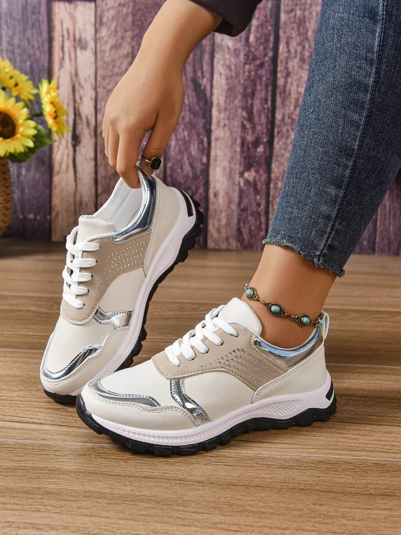 Lace Up Round Toe Sneakers - Tredona LLC