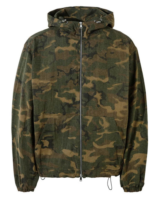 Men's Camouflage Zip Up Hooded Windbreaker Jacket - Tredona LLC