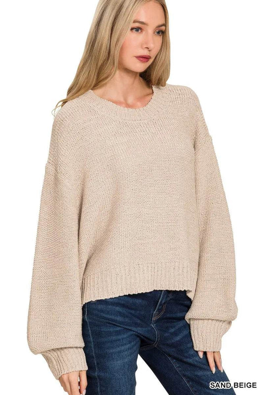 Zenana Oversized Baloon Sleeve Sweater - Tredona LLC