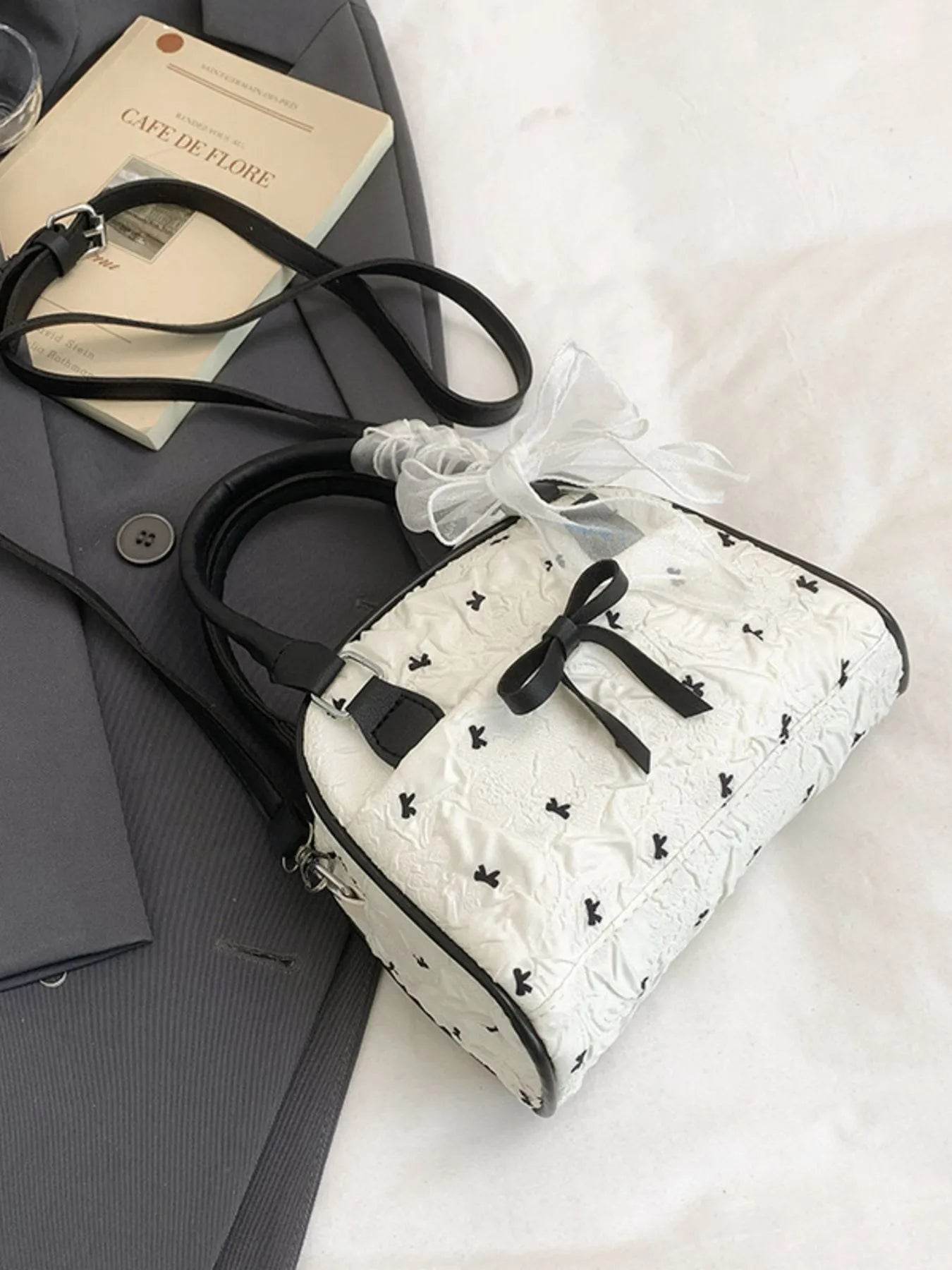 Ruched Bow Crossbody Bag - Tredona LLC