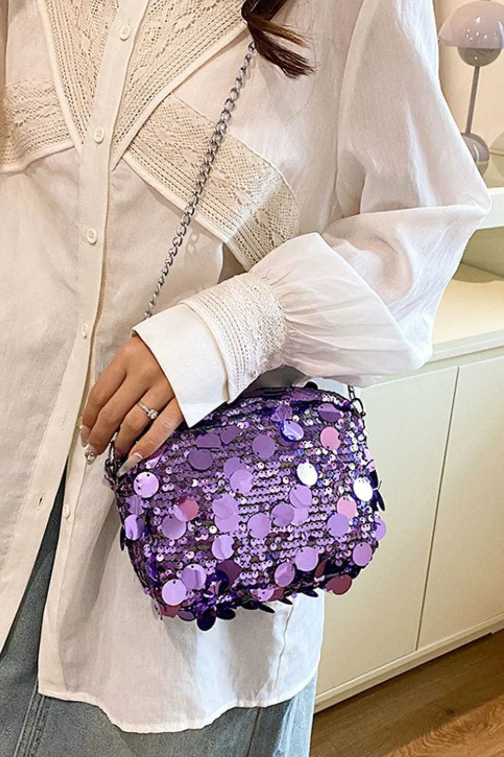 Sequin Chain Shoulder Bag - Tredona LLC