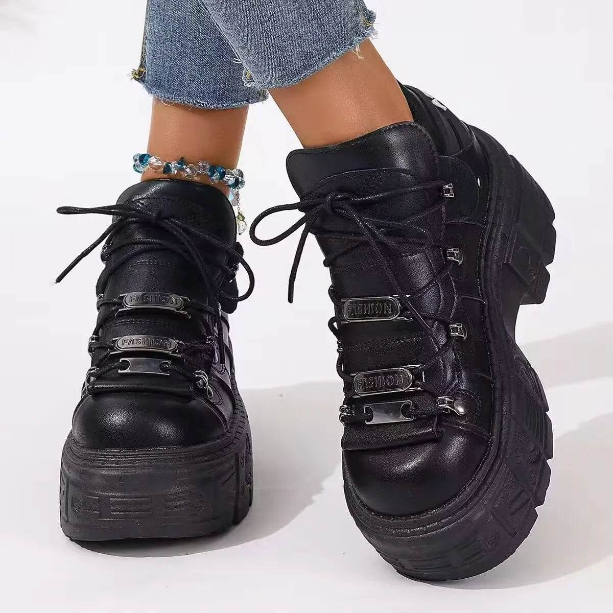 Lace Up Platform Sneakers - Tredona LLC
