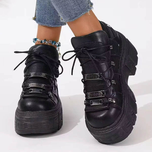 Lace Up Platform Sneakers - Tredona LLC