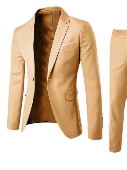 Men's Full Size Slim Fit One Button Top and Pants Two-Piece Blazer Set Plus Size - Tredona LLC