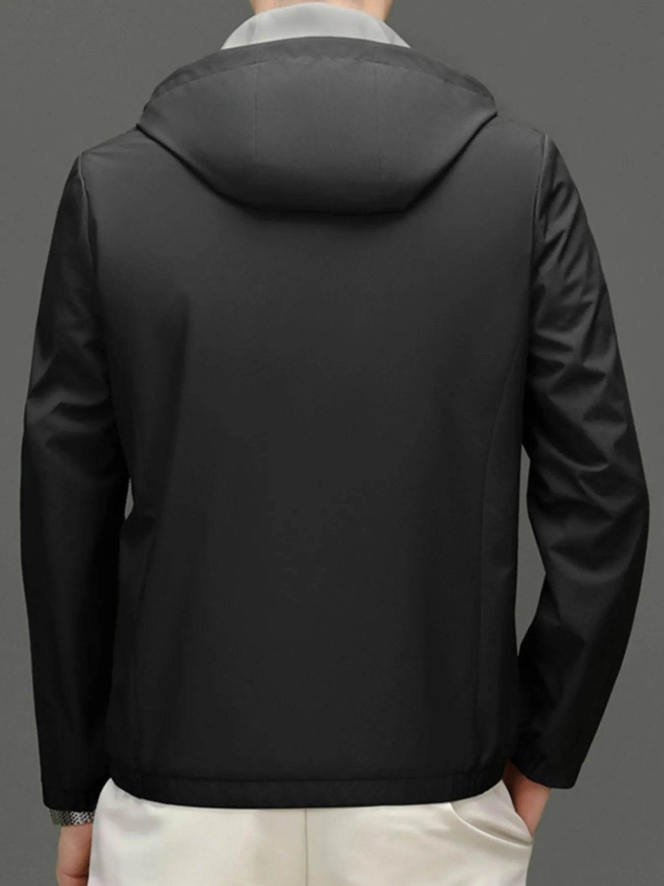 Men's Plus Size Zip Up Long Sleeve Hooded Jacket - Tredona LLC