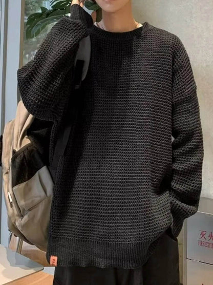 Men's Plus Size Round Neck Long Sleeve Sweater - Tredona LLC