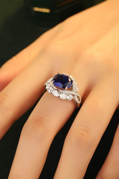 5 Carat Lab-Grown Sapphire Platinum-Plated Ring - Tredona LLC