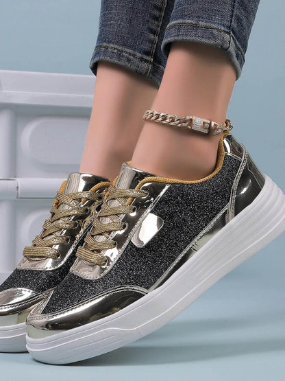 Glitter Metallic Platform Sneakers - Tredona LLC