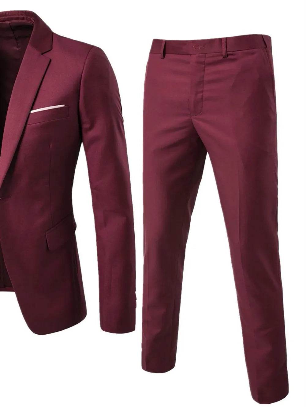 Men's Full Size Slim Fit One Button Top and Pants Two-Piece Blazer Set Plus Size - Tredona LLC