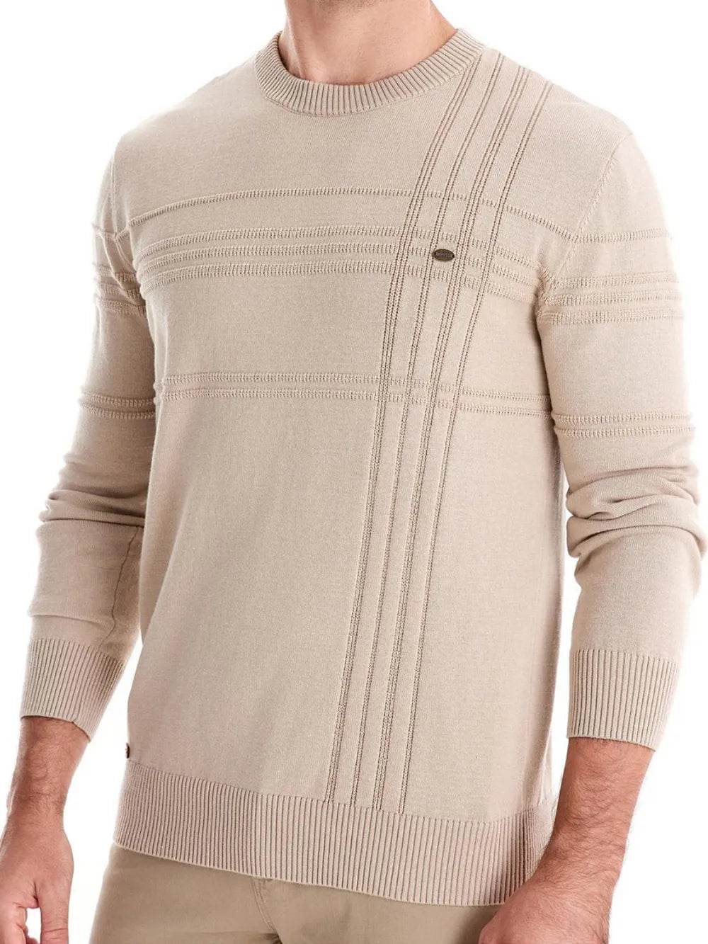 Men's Round Neck Striped Sweater - Tredona LLC