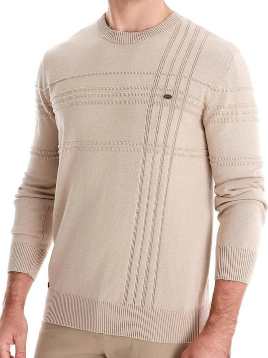 Men's Round Neck Striped Sweater - Tredona LLC