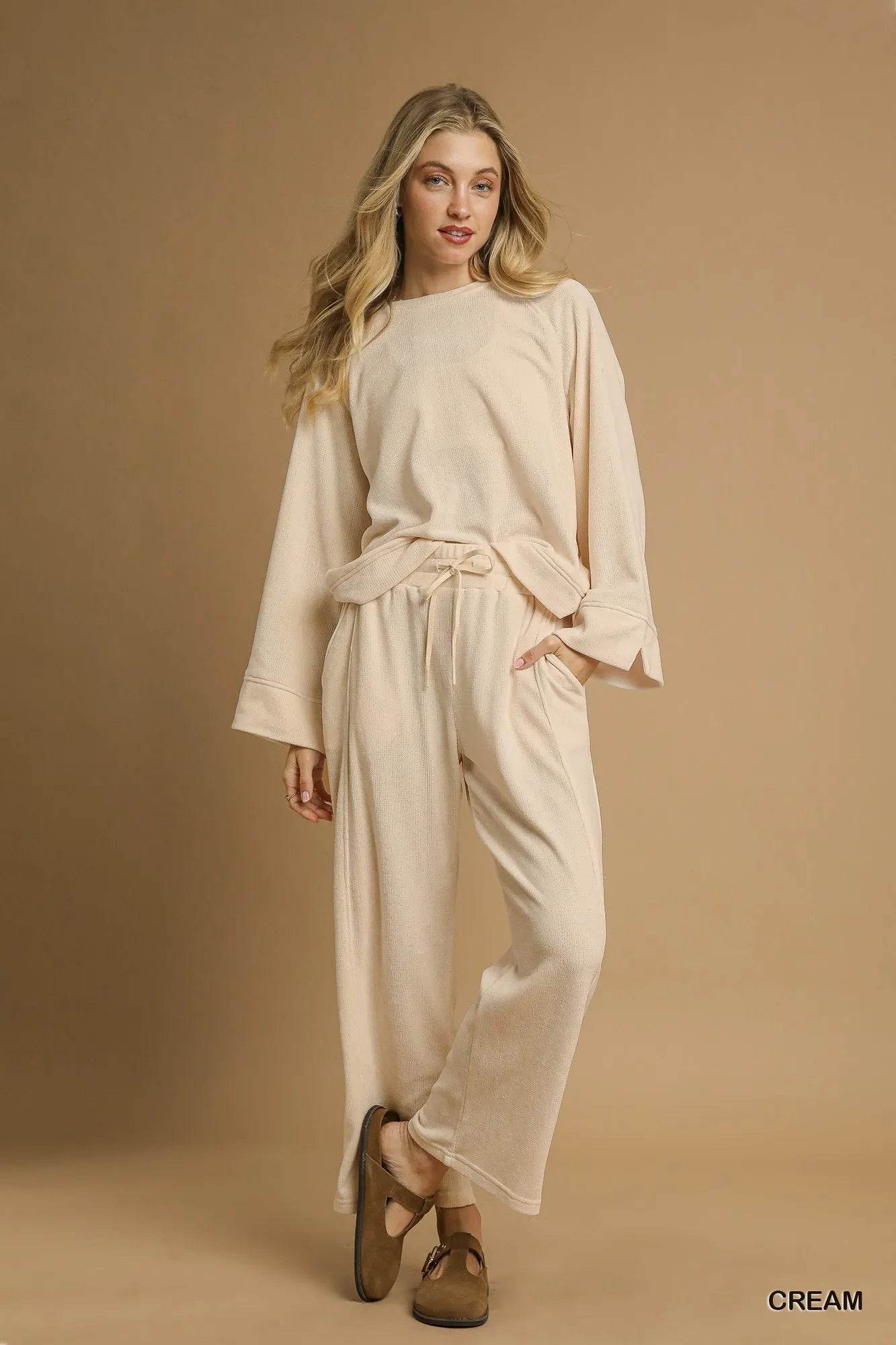 Umgee Drawstring Wide Leg Pants - Tredona LLC