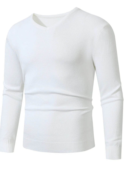 Men's Full Size Ribbed Hem Long Sleeve Sweater Plus Size - Tredona LLC