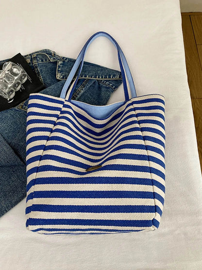 Striped Canvas Tote Bag - Tredona LLC