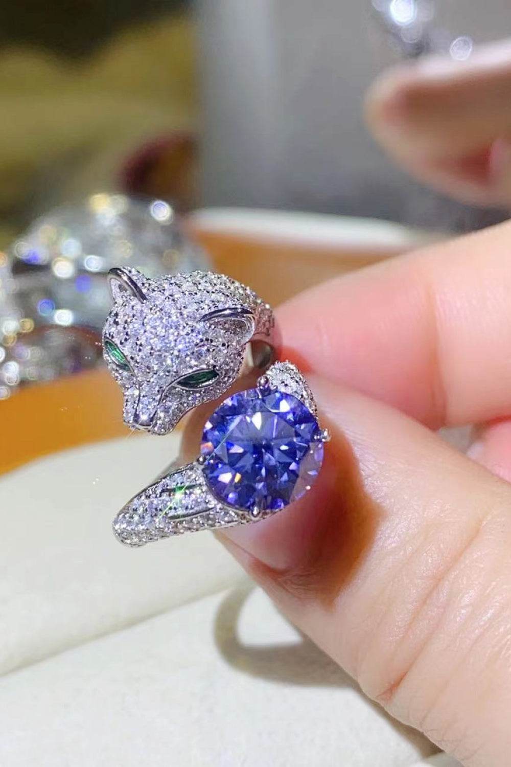 2 Carat Moissanite Adjustable Animal Bypass Ring - Tredona LLC
