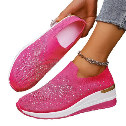 Rhinestone Wedge Sneakers - Tredona LLC