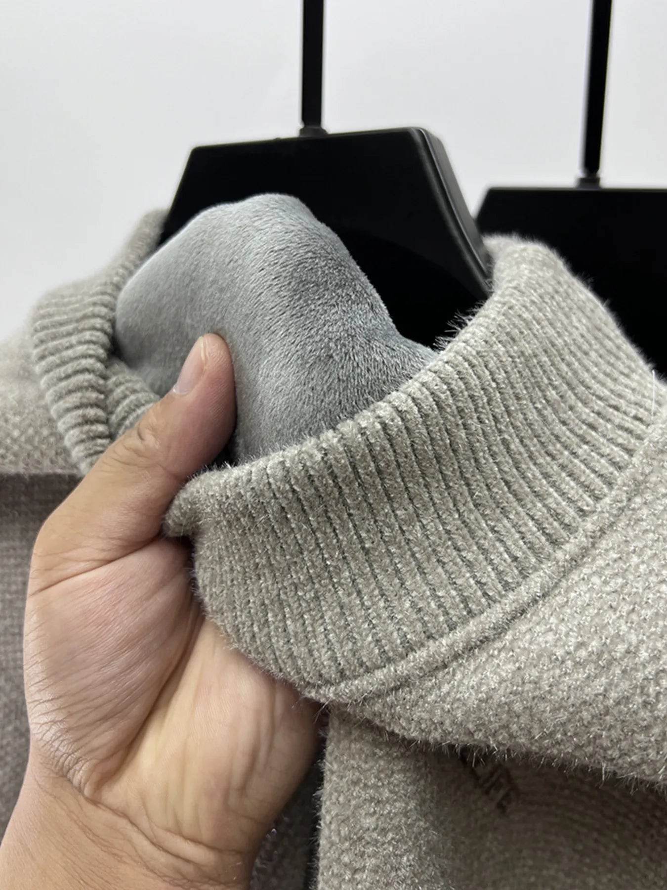 Men's Plus Size Ribbed Hem Long Sleeve Sweater - Tredona LLC