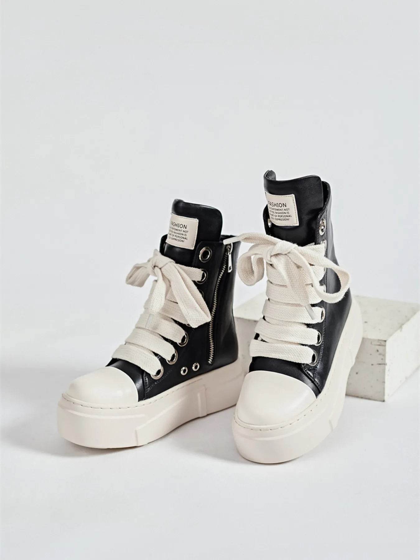 Platform Lace Up Contrast Sneakers - Tredona LLC