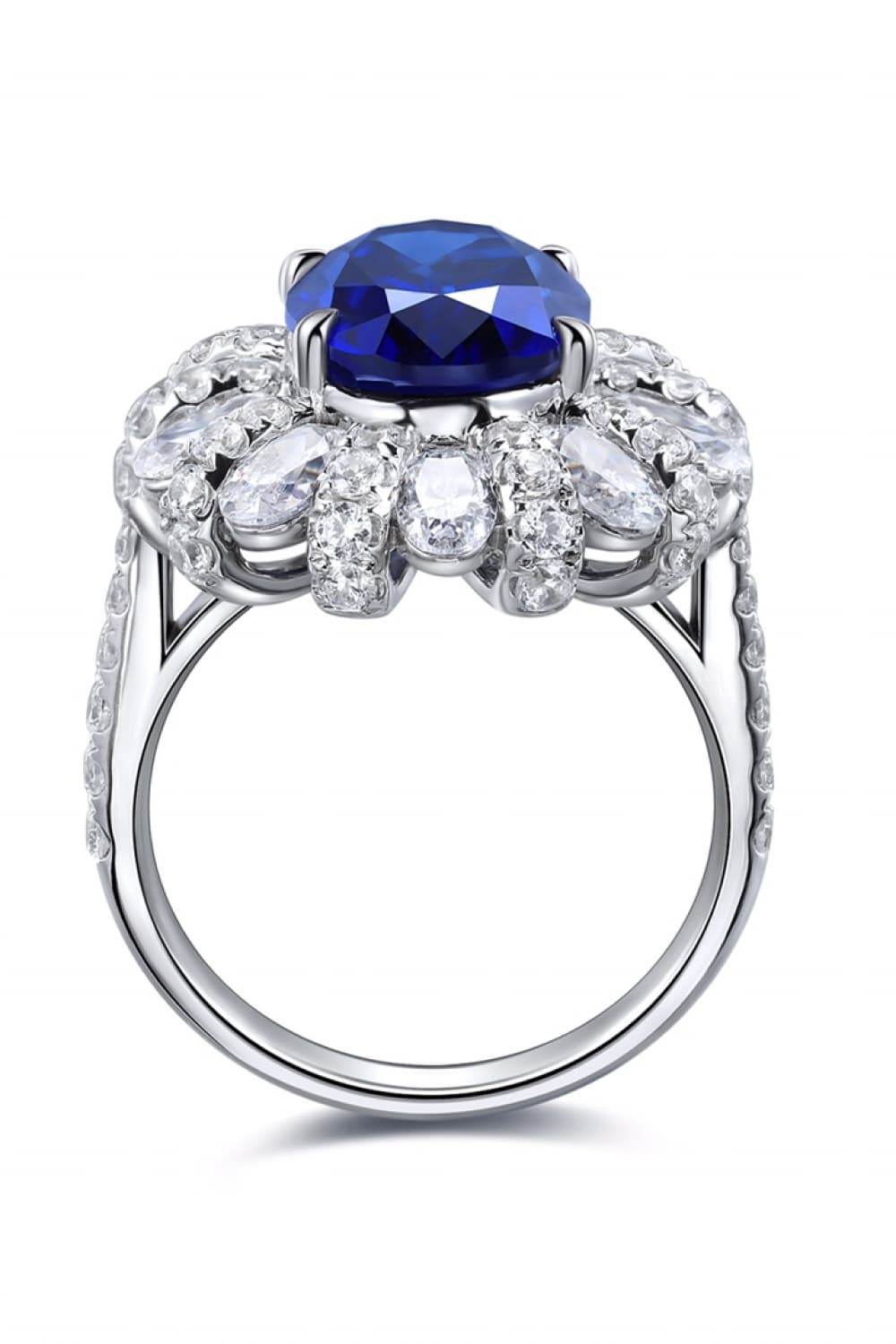 5 Carat Lab-Grown Sapphire Flower Shape Ring - Tredona LLC