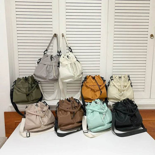 Drawstring Nylon Bucket Bag - Tredona LLC