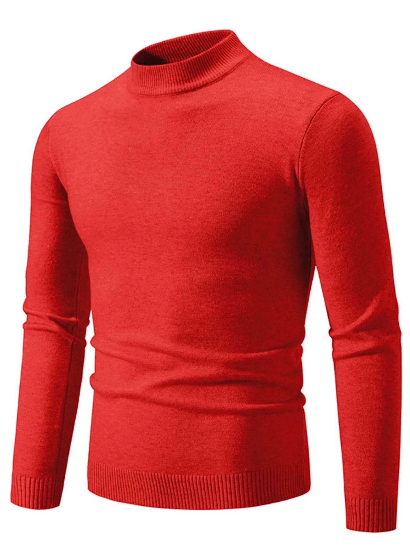 Men's Plus Size Ribbed Hem Mock Neck Long Sleeve Sweater - Tredona LLC