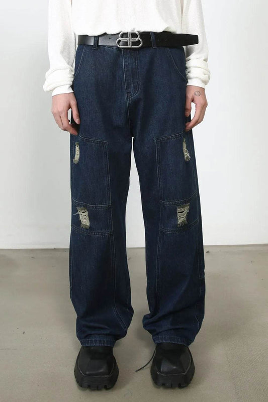 Men's Distressed Jeans with Pockets - Tredona LLC