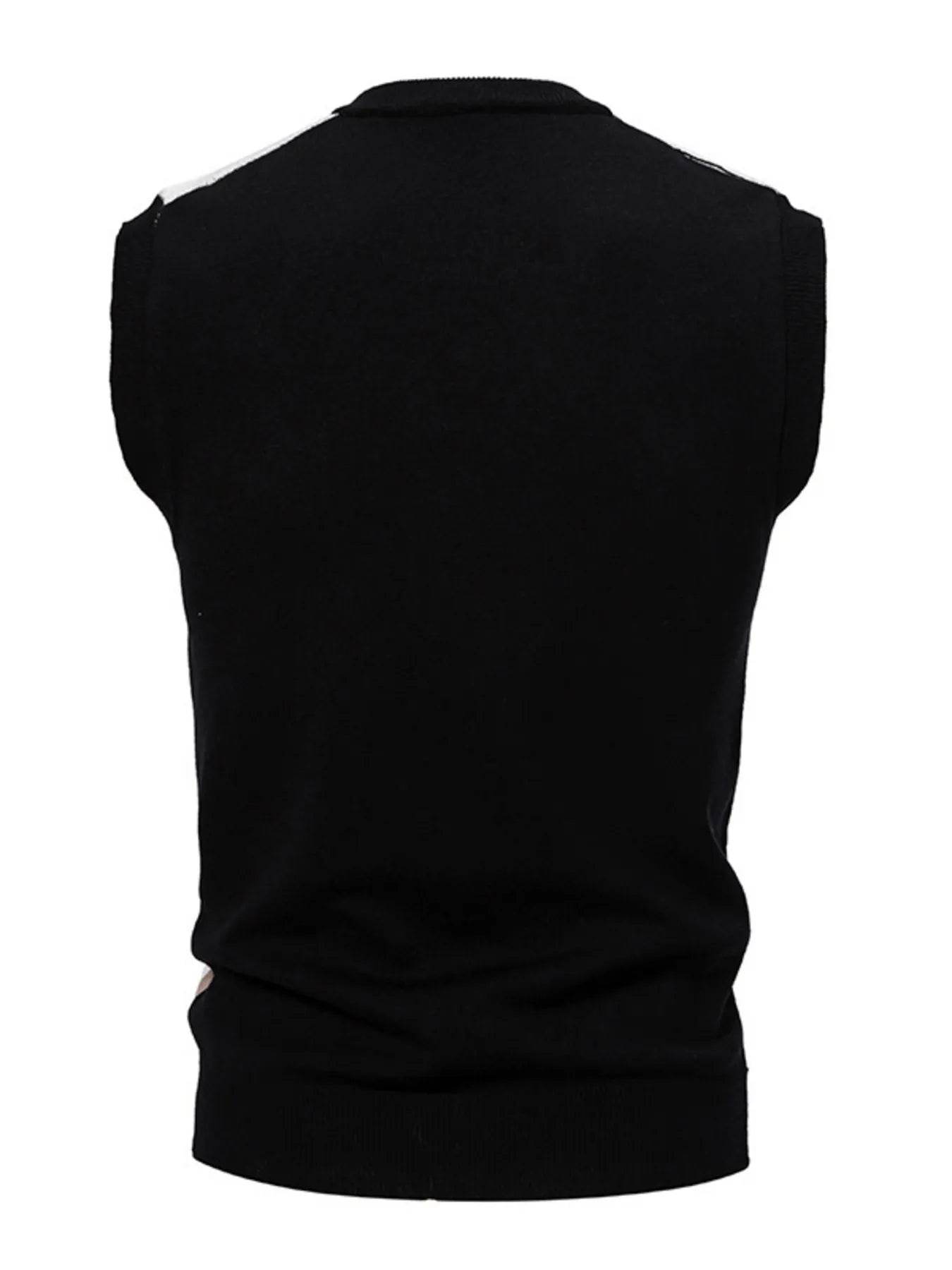 Men's Plus Size Diamond Pattern V-Neck Sweater Vest - Tredona LLC