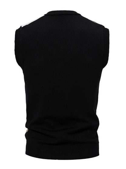 Men's Plus Size Diamond Pattern V-Neck Sweater Vest - Tredona LLC