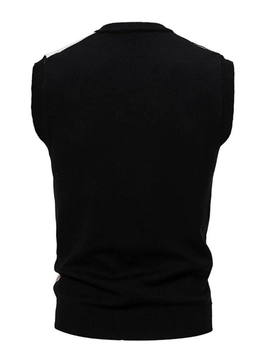 Men's Plus Size Diamond Pattern V-Neck Sweater Vest - Tredona LLC