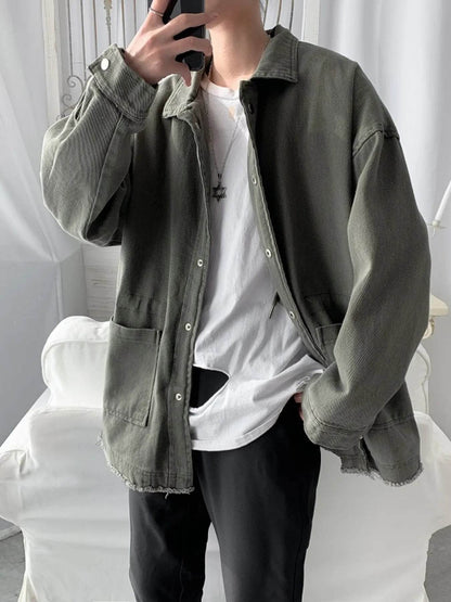 Men's Button Up Long Sleeve Jacket - Tredona LLC