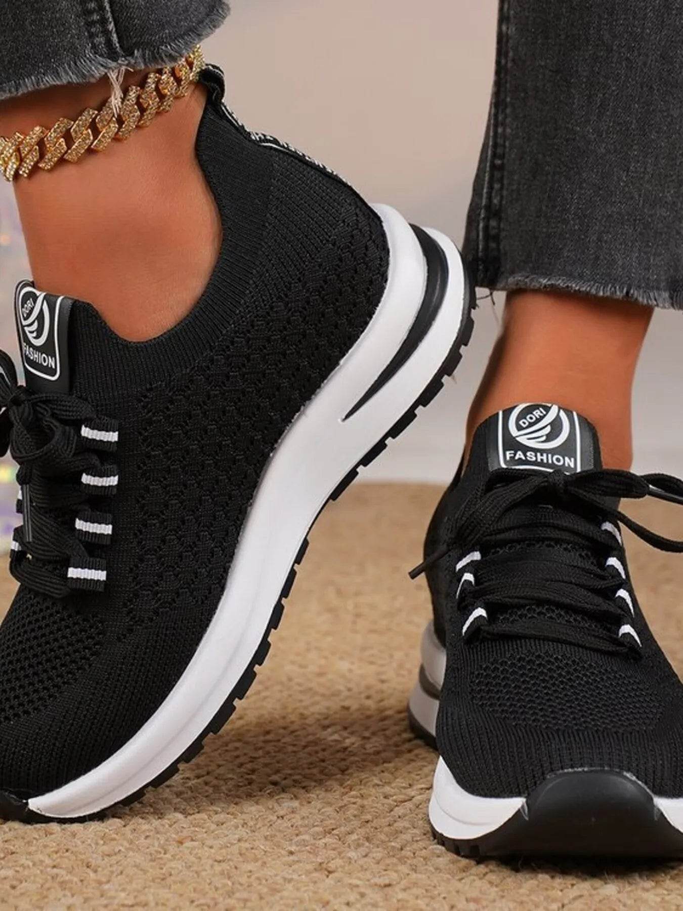 Breathable Mesh Lace Up Sneakers - Tredona LLC