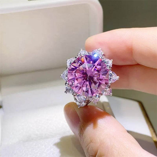 10 Carat Moissanite Zircon 925 Sterling Silver Ring - Tredona LLC