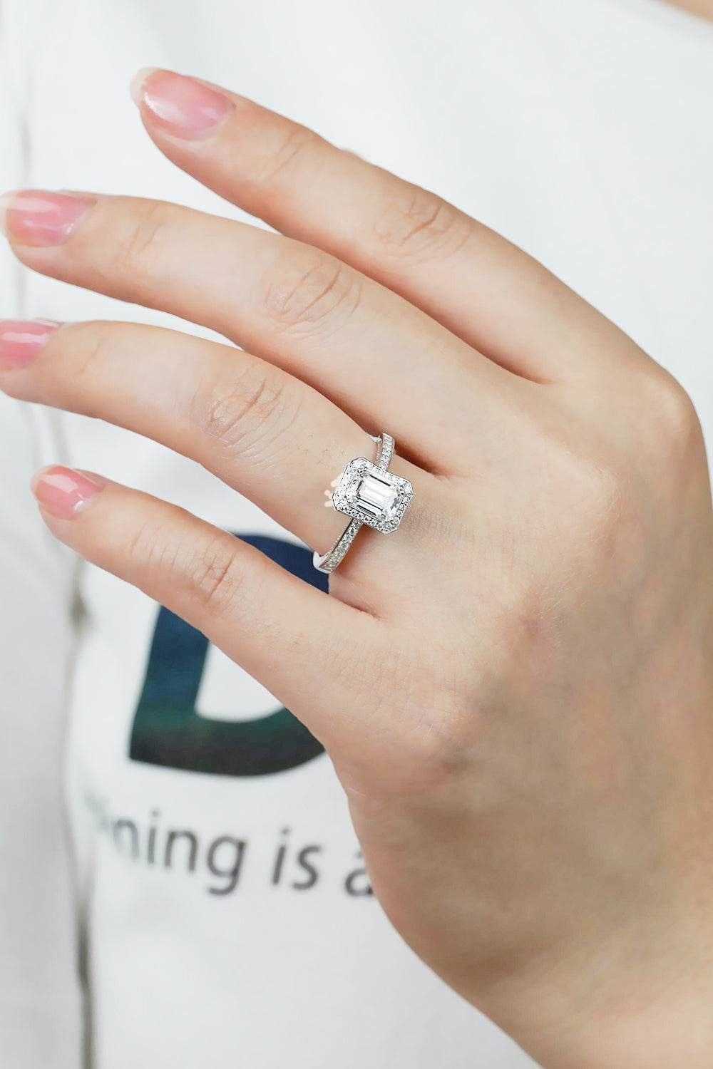 1 Carat Moissanite 925 Sterling Silver Halo Ring - Tredona LLC