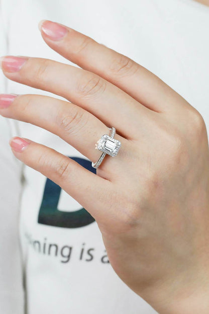 1 Carat Moissanite 925 Sterling Silver Halo Ring - Tredona LLC
