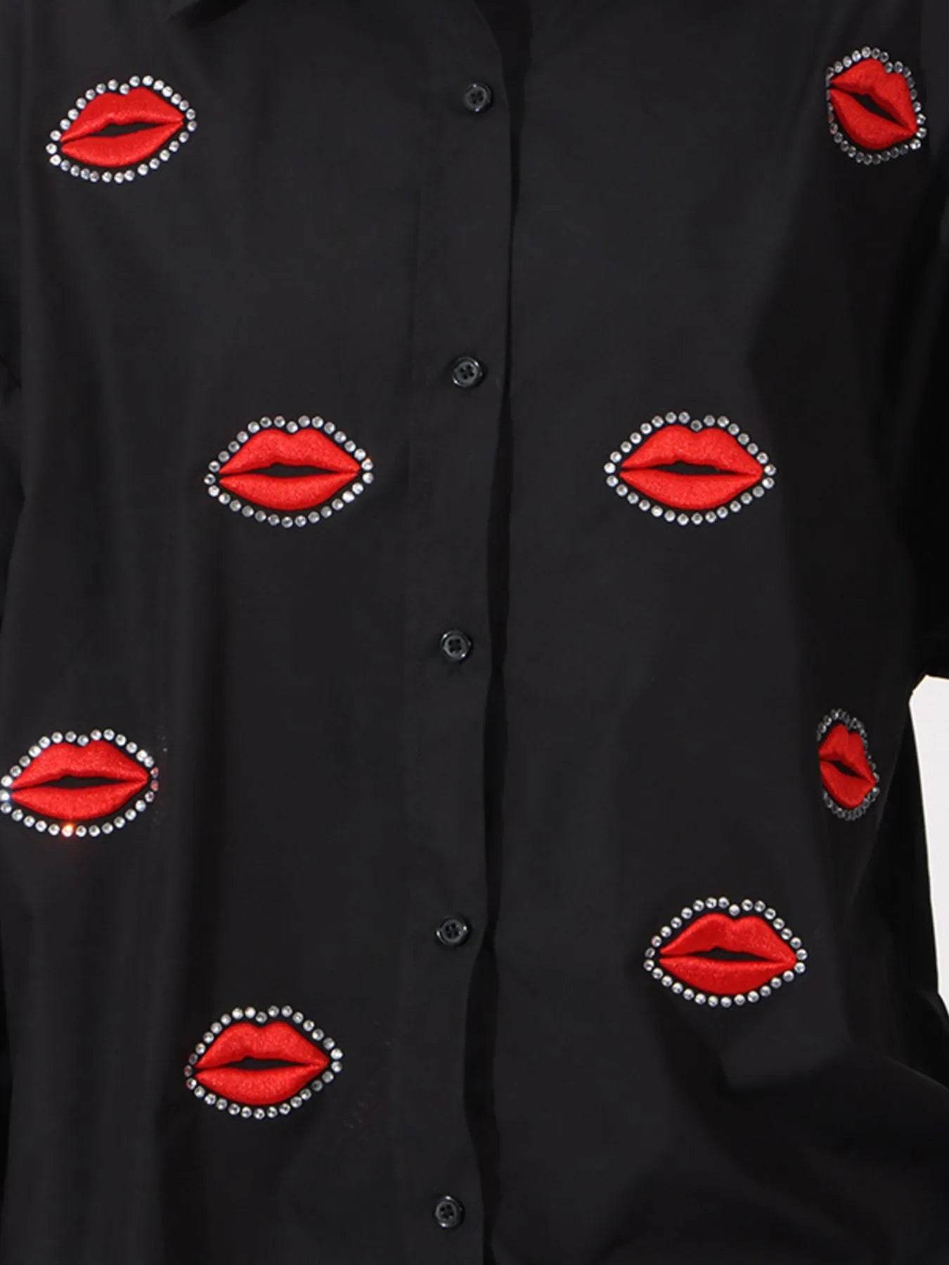 Lips Button Up Long Sleeve Shirt - Tredona LLC