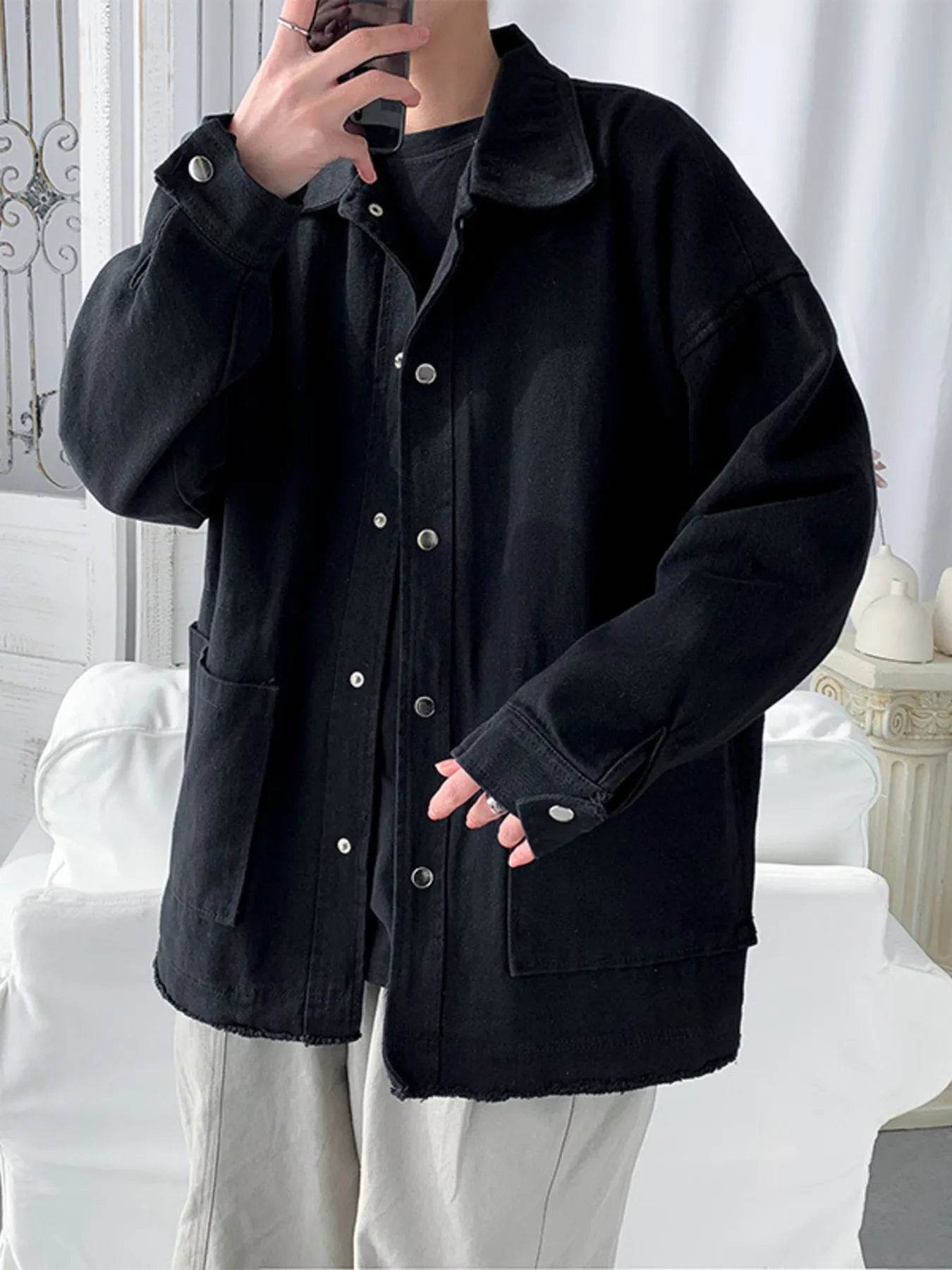 Men's Button Up Long Sleeve Jacket - Tredona LLC