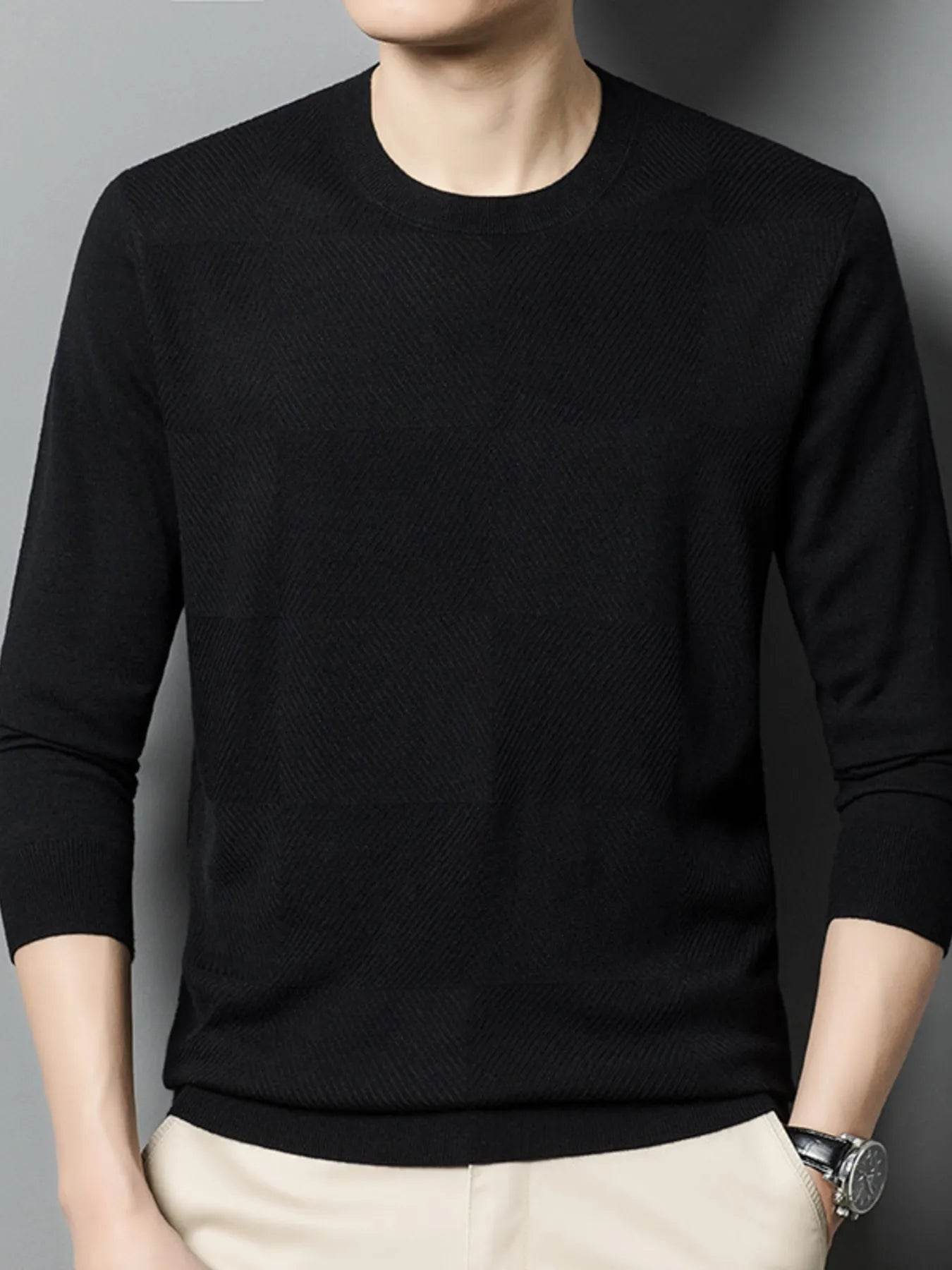 Men's Plus Size Round Neck Long Sleeve Sweater - Tredona LLC