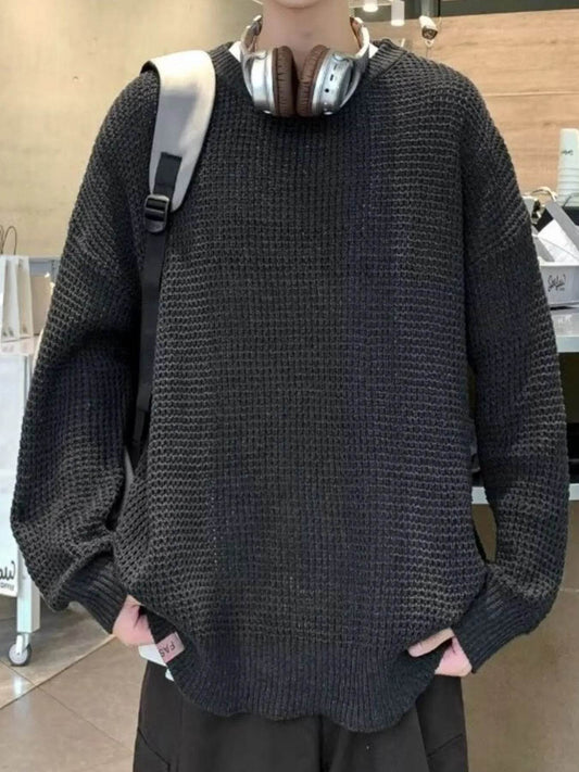 Men's Plus Size Round Neck Long Sleeve Sweater - Tredona LLC