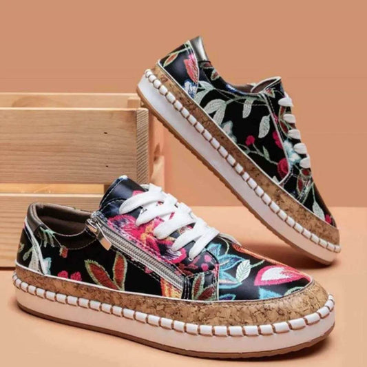 PU Leather Round Toe Flats Sneakers - Tredona LLC