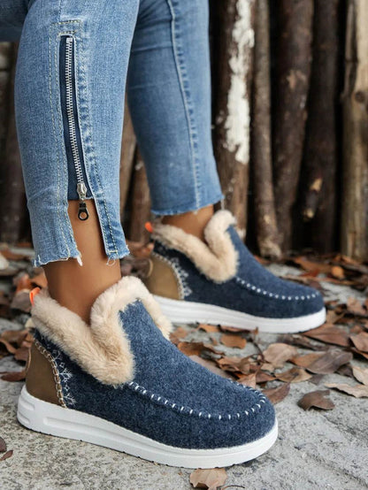 Furry Suede Round Toe Flat Sneakers - Tredona LLC