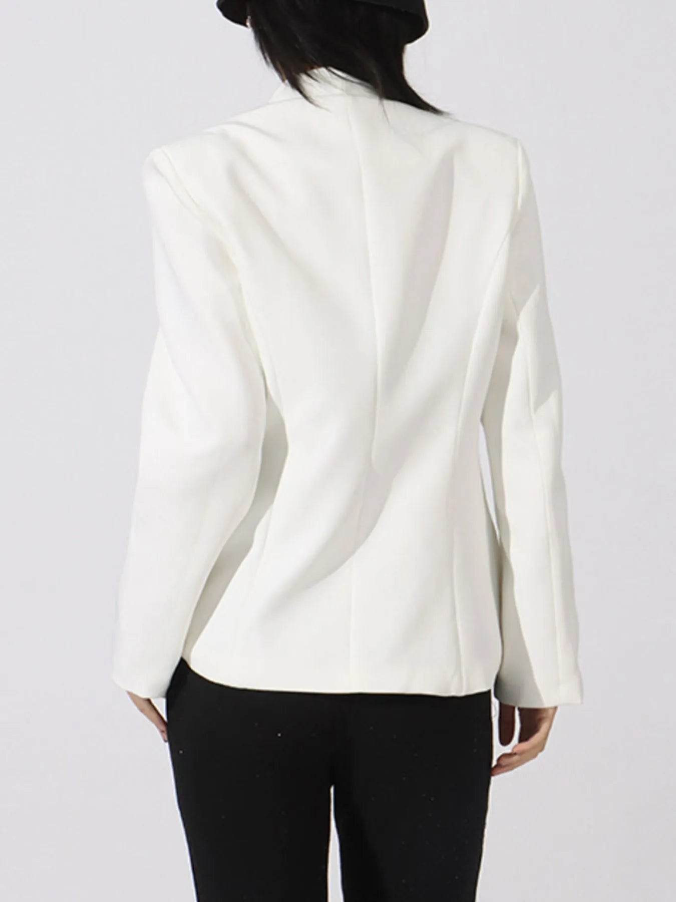 Flower Button Front Long Sleeve Blazer - Tredona LLC