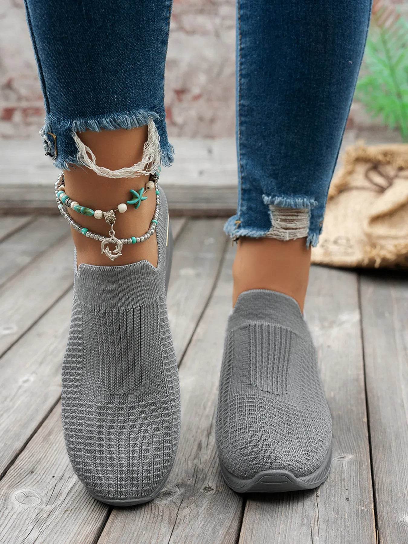 Round Toe Wedge Sneakers - Tredona LLC