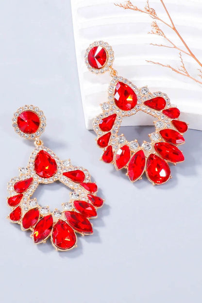 Alloy Rhinestone Dangle Earrings - Tredona LLC
