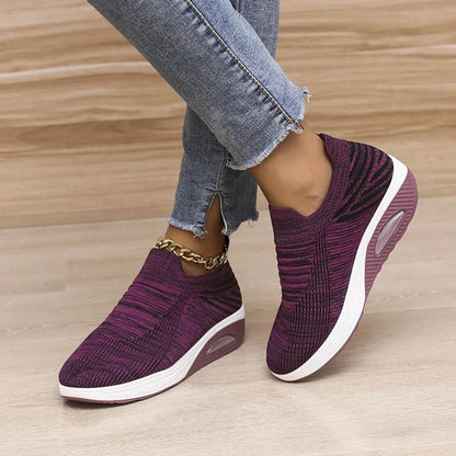 Breathable Mesh Wedge Sneakers - Tredona LLC