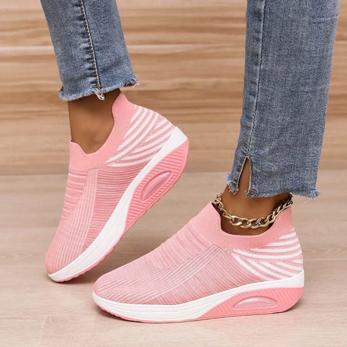Breathable Mesh Wedge Sneakers - Tredona LLC
