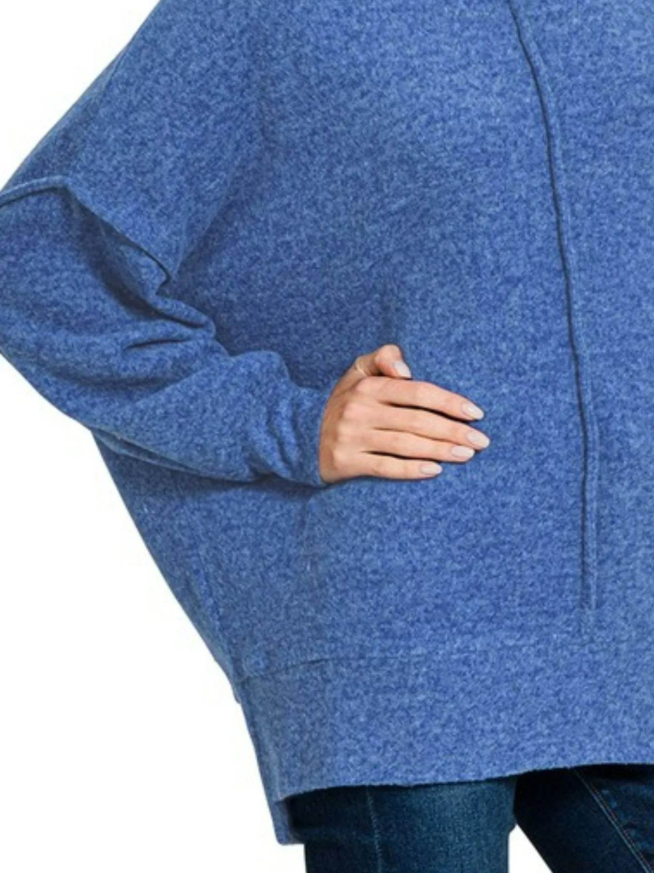 Zenana Brushed Melange Hacci Oversized Sweater - Tredona LLC