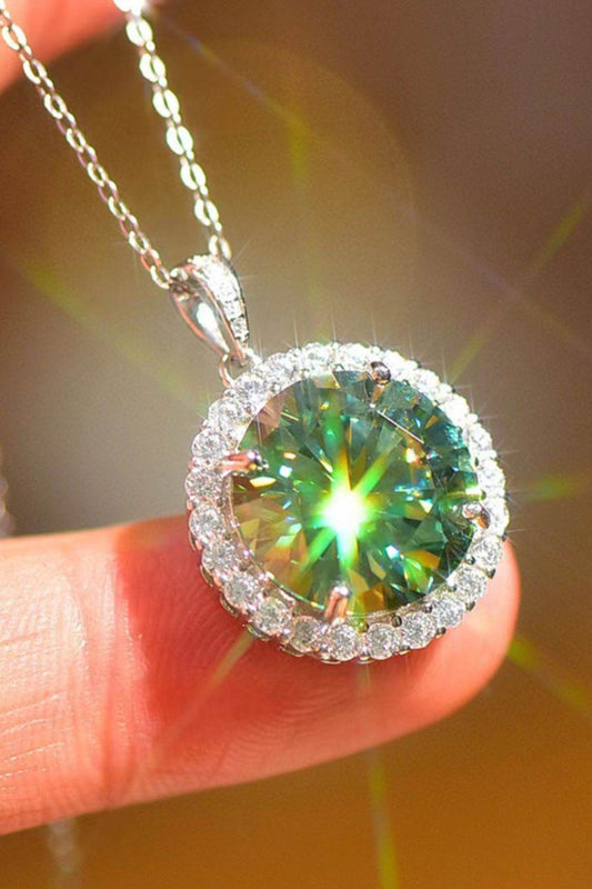 10 Carat Moissanite Pendant Platinum-Plated Necklace - Tredona LLC