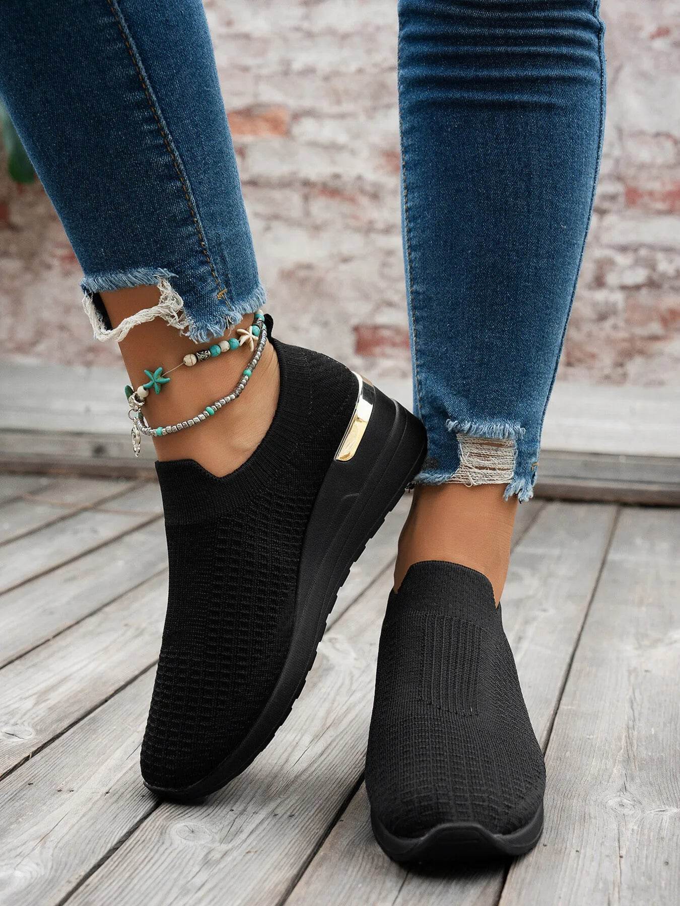 Round Toe Wedge Sneakers - Tredona LLC